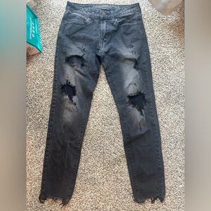 American Eagle Outfitters Black Distressed Skinny Jeans